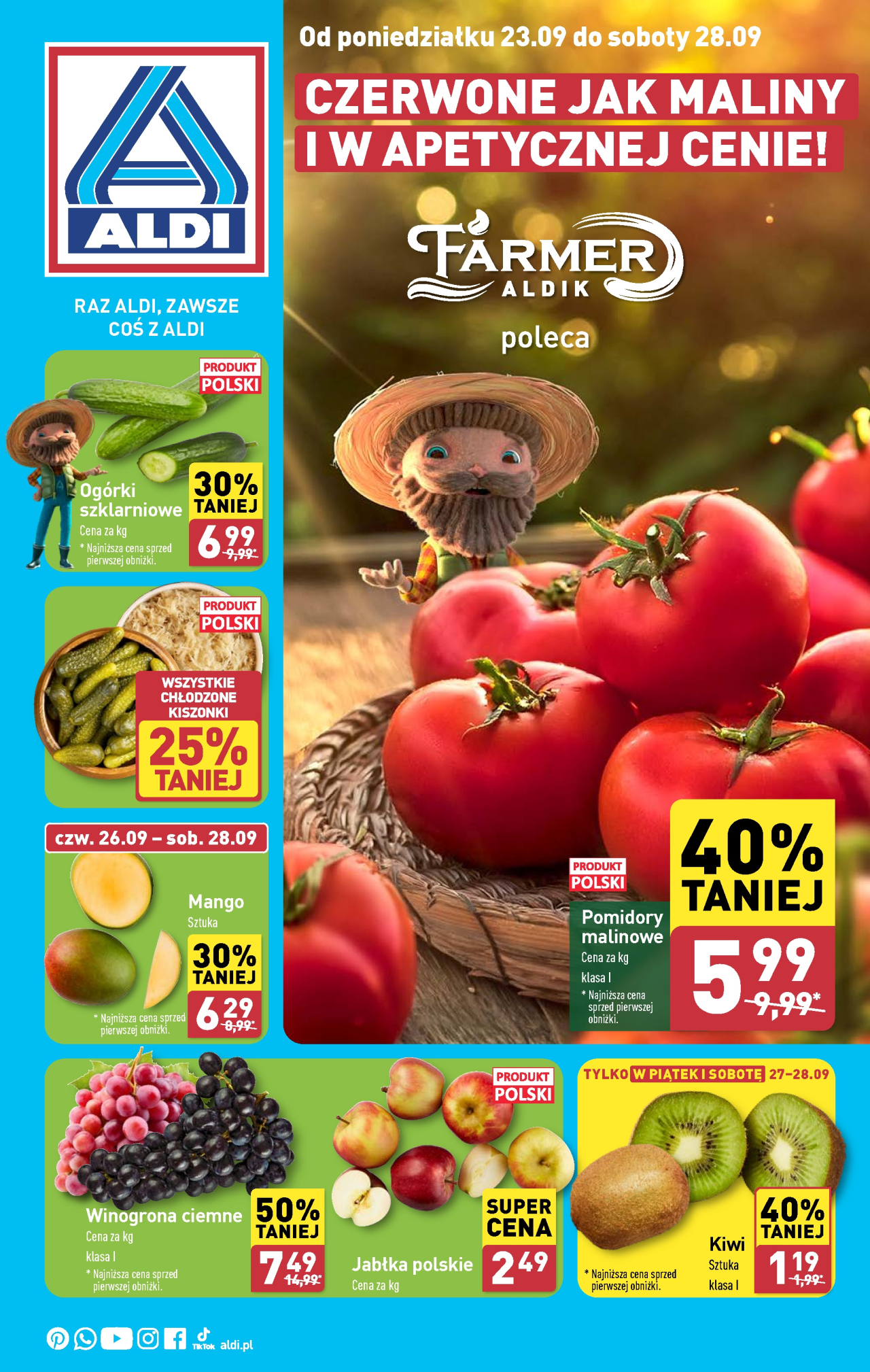 Aldi offerta - Farmer ALDIK poleca świeże owoce i warzywa od 23. 09. 2024